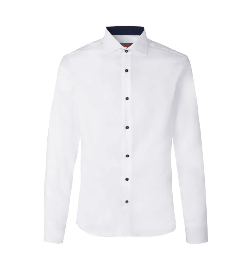 SEVEN SEAS Fine Twill Contrast · slim – Wit
