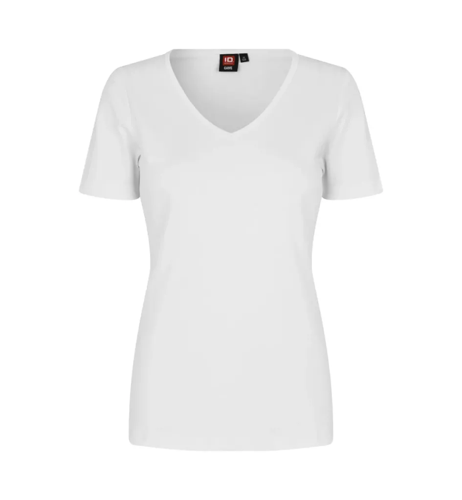 Interlock T-shirt · v-hals · dames – Wit