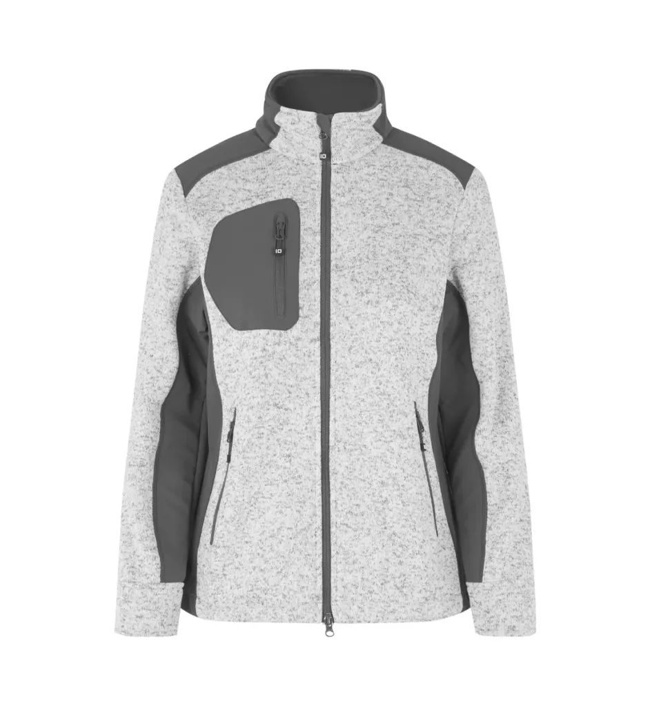 Cardigan · gebreide fleece · dames – Grijs Gemêleerd