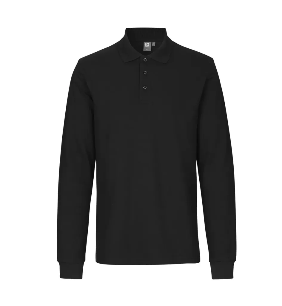 Poloshirt met lange mouw · stretch – Zwart