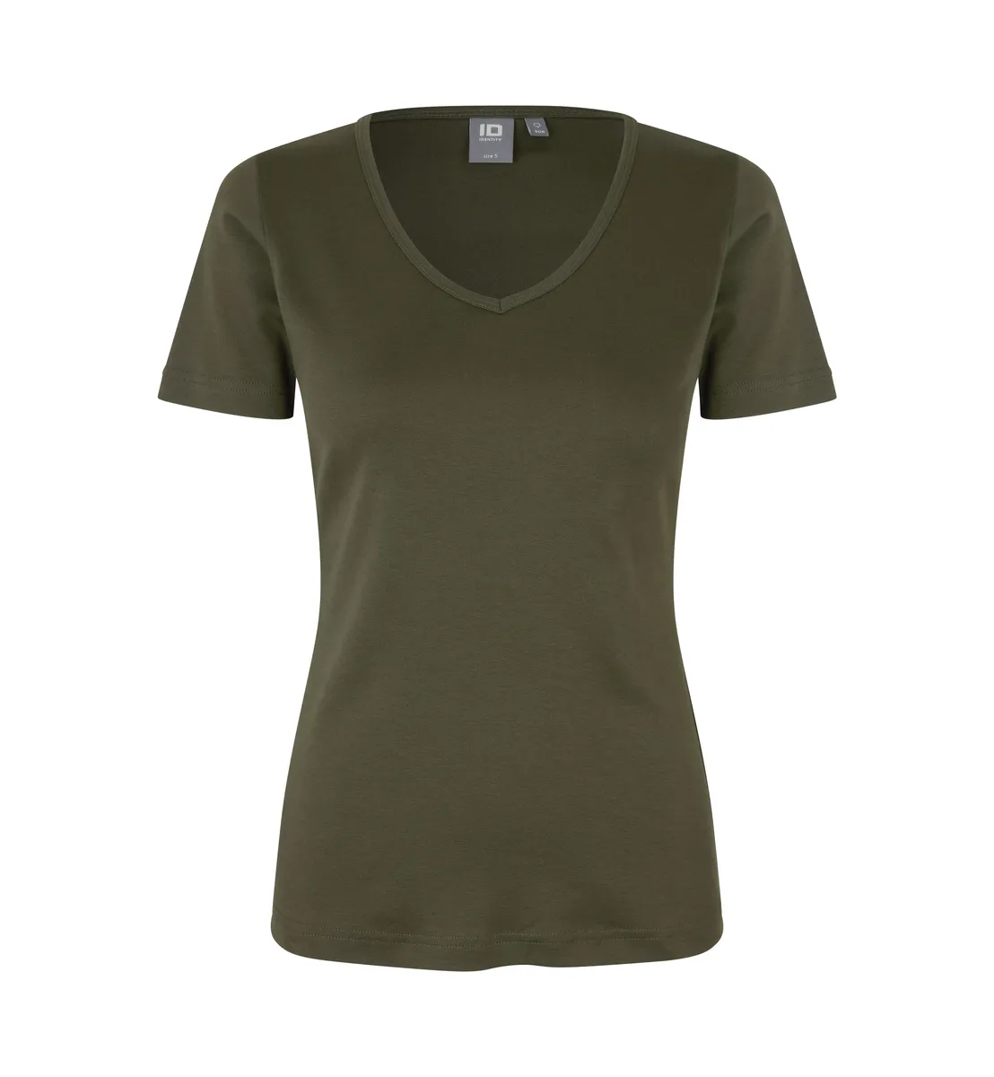 Interlock T-shirt · v-hals · dames – Olijf