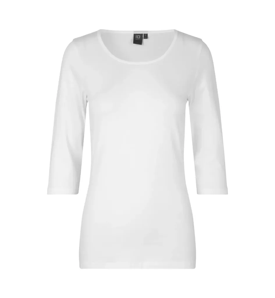 Stretch T-shirt · ¾ mouw · dames – Wit