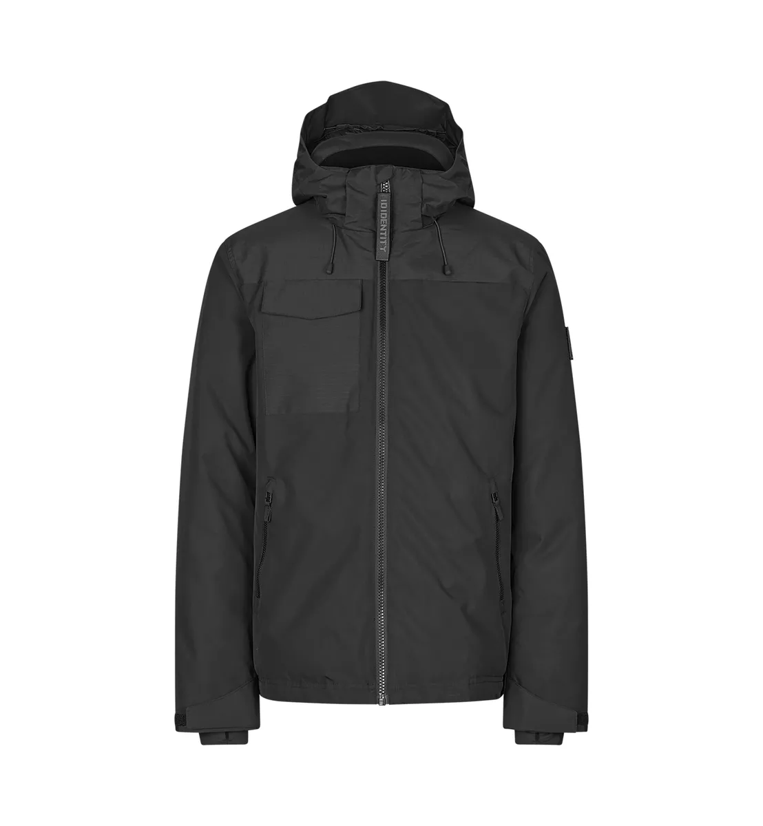 Gewatteerde winterjas met capuchon – Zwart