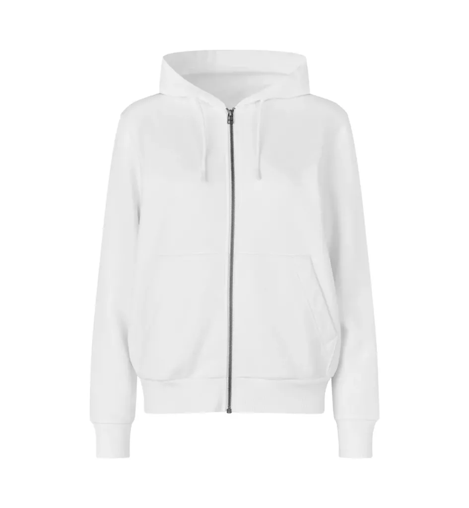 Hoodie · biologisch · met rits · dames – Wit