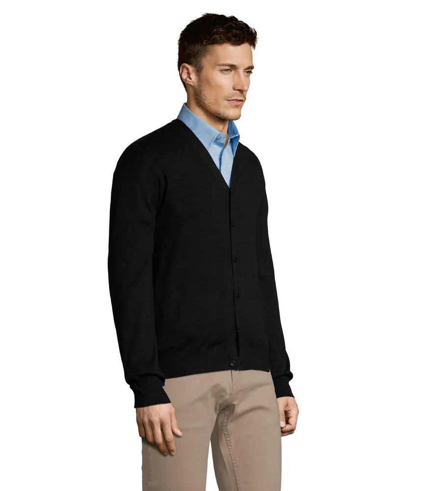 Golden Men V-Neck Cardigan – Zwart