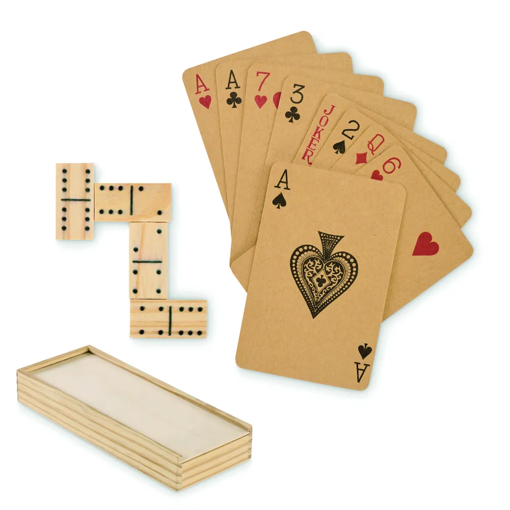 Domi&Cards · Domino en kaarten set – Hout