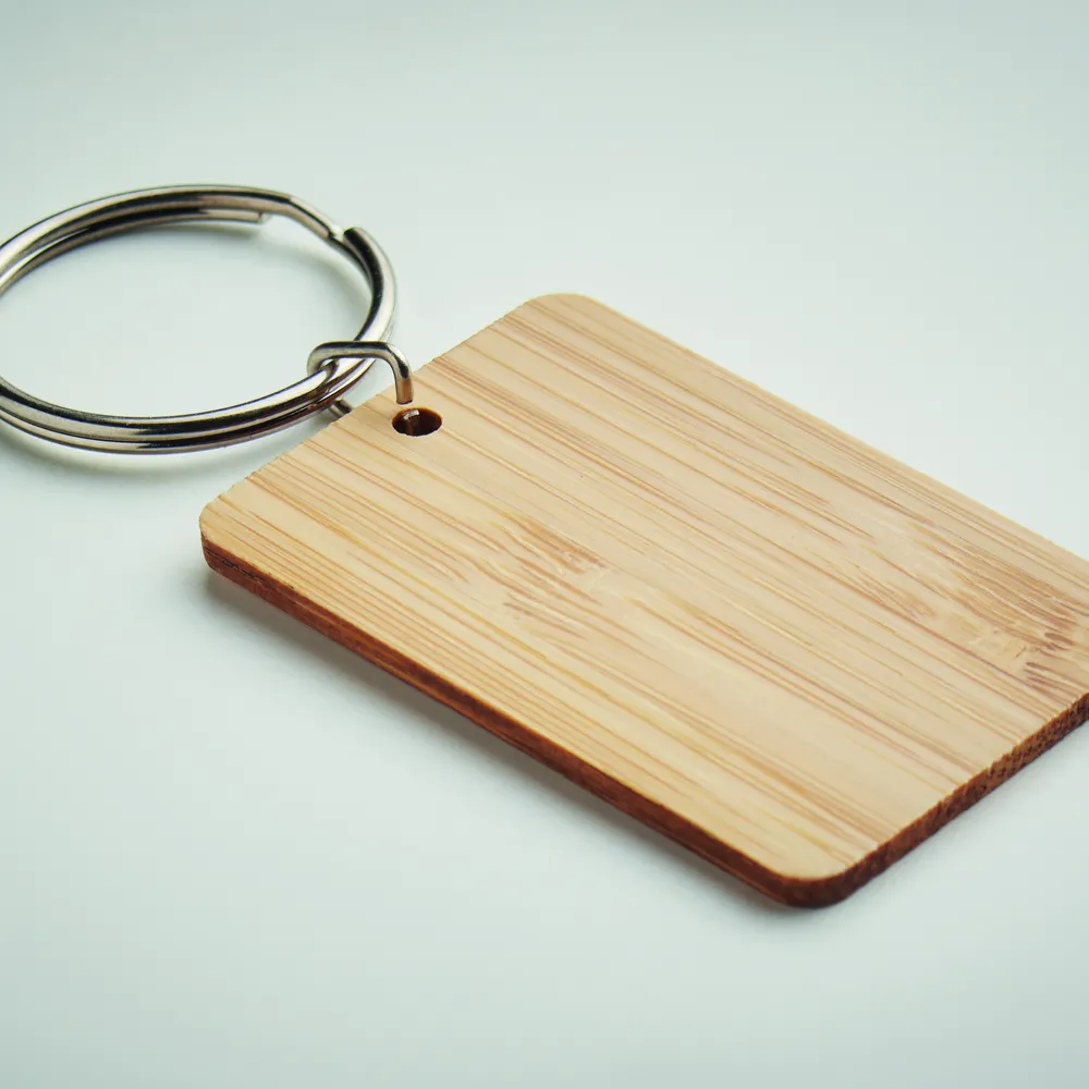 Angleboo · Bamboe rechthoek sleutelhanger – Hout