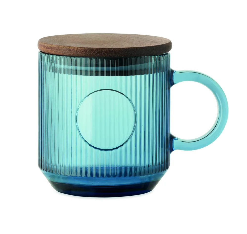 Vitrio Mug · Glazen mok met ribbels 300ml – Transparant blauw