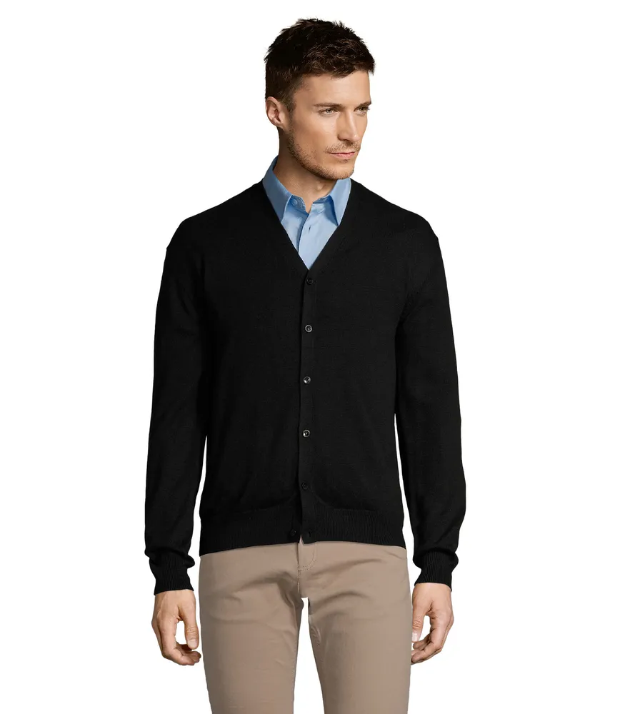 Golden Men V-Neck Cardigan – Zwart