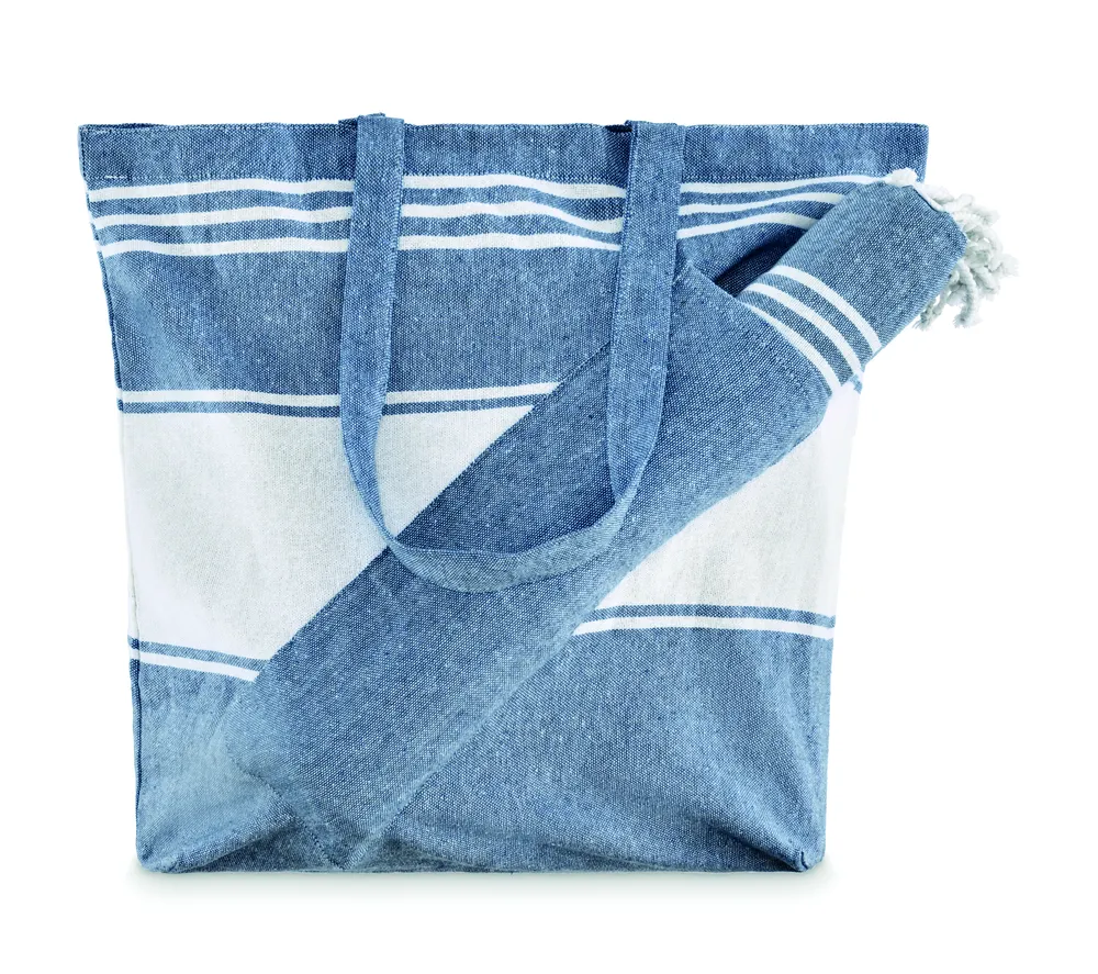 Hummum · Strandtas hamamdoek 50X14X38cm – Blauw