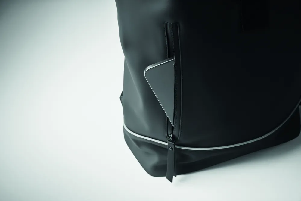 Laptosa · Laptop 15" rolltop PU rugzak – Zwart