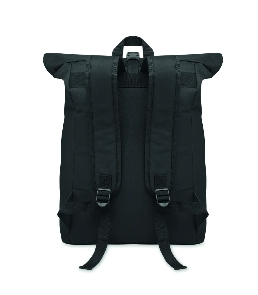 Irea · 600D polyester rolltop rugzak – Zwart