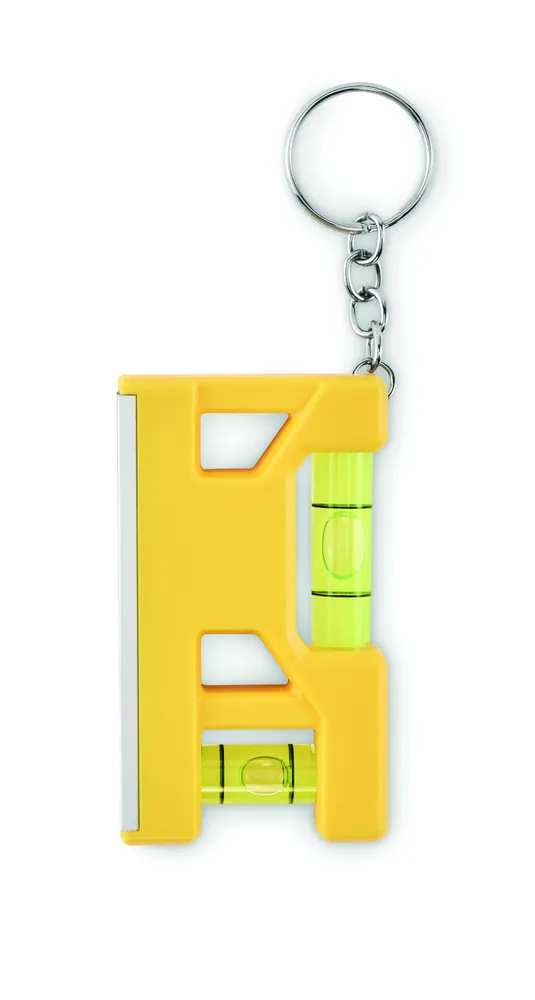 Magevel · Magnetische waterpas ABS sleutelha – Geel