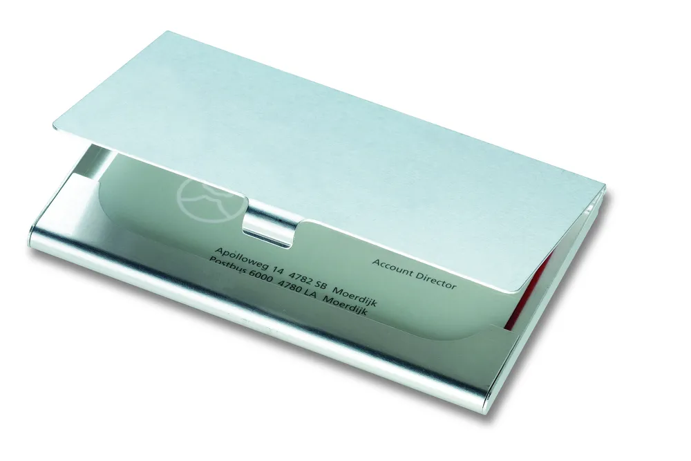 Epsom · Aluminium visitekaarthouder – Glanzend zilver