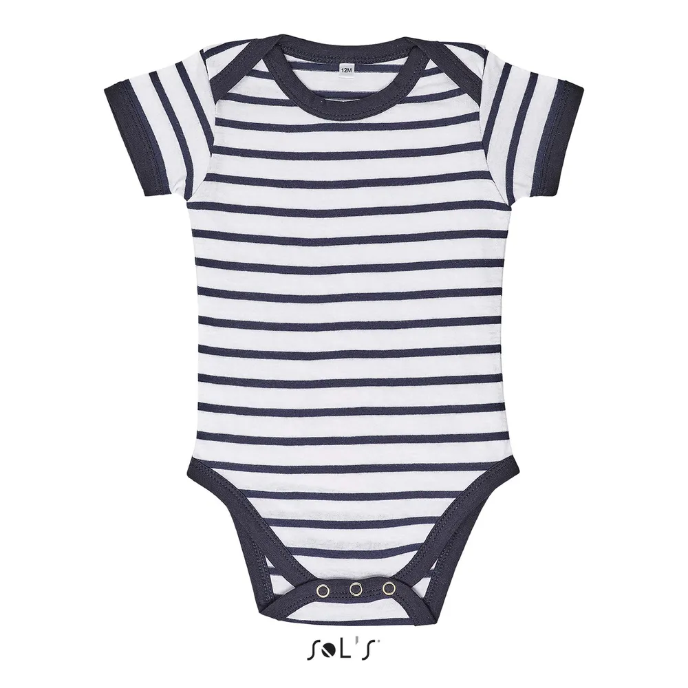 Miles Baby Striped Bodysuit – Wit/navy
