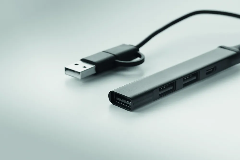 Current · USB 4-poorts hub 19 cm – Zwart