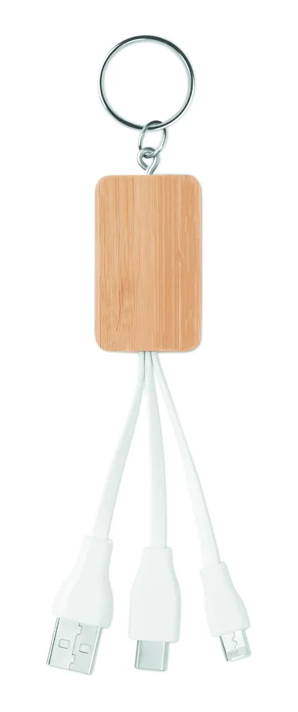 Clauer · 3-in-1 bamboe oplaadkabels – Hout