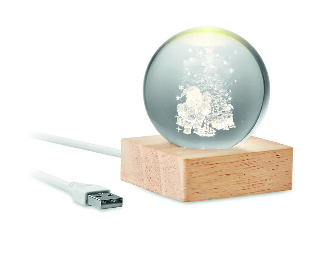 Santa Light · Kerst LED glas bol – Hout
