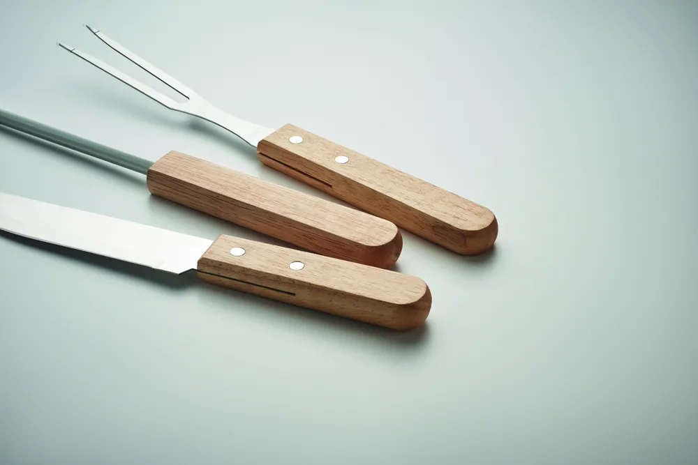 Tooldera · Roestvrij stalen barbecue geree – Hout
