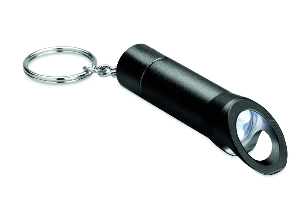 Litop · Metalen sleutelhanger met LED – Zwart
