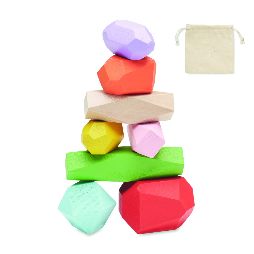 Dolmen · 8 stapelbare houten stenen – Beige
