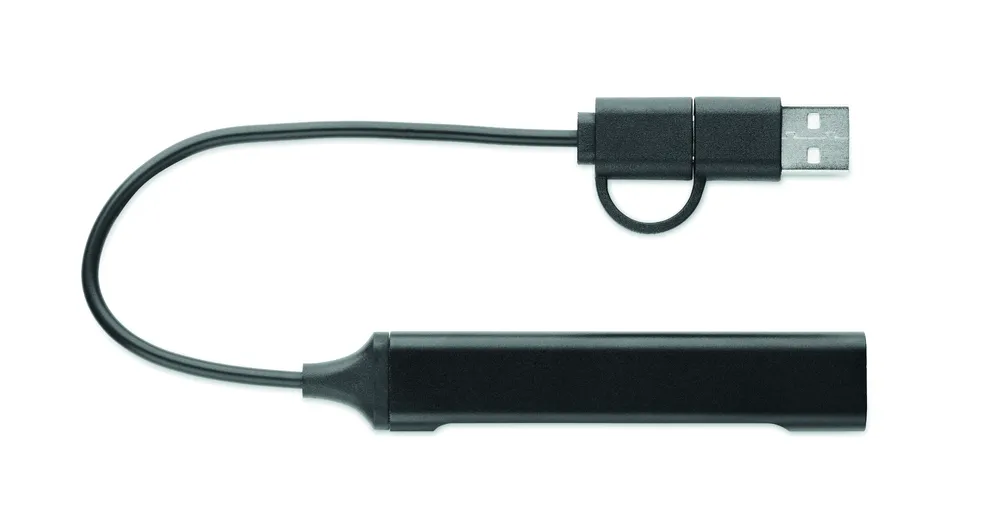 Current · USB 4-poorts hub 19 cm – Zwart