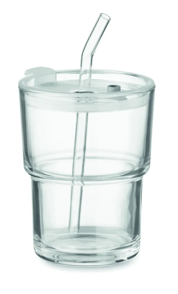 Sip · Glazen beker met rietje 400ml – Transparant