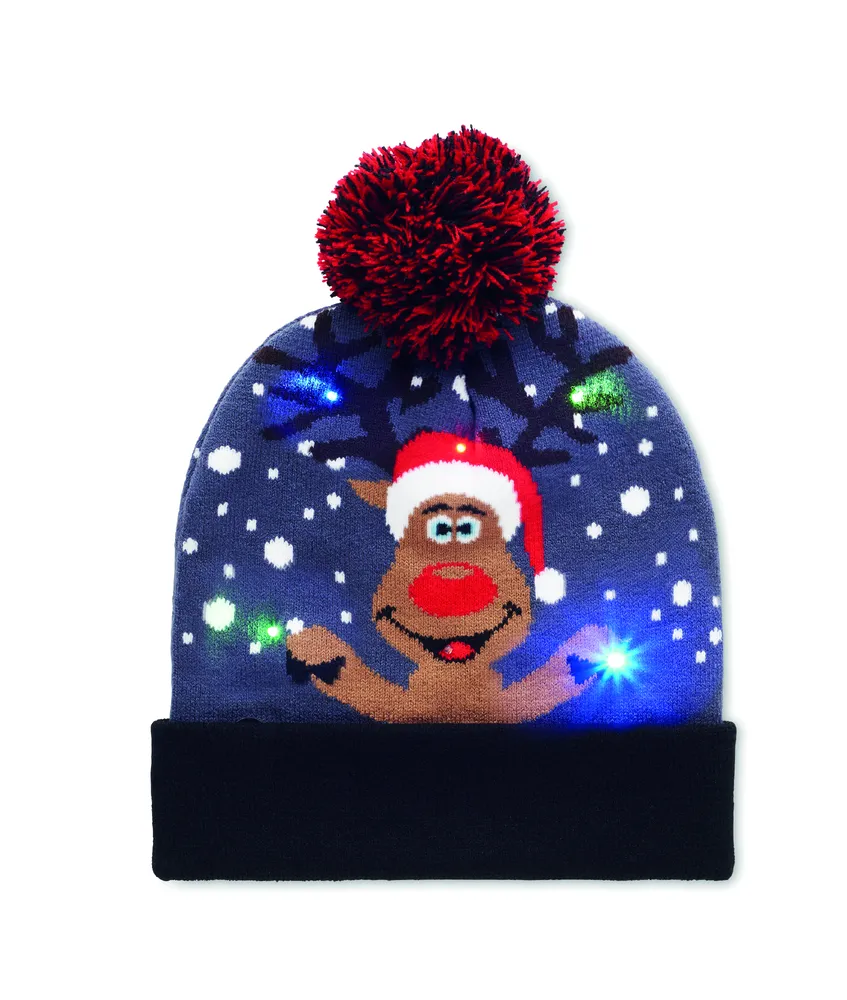 Shimas Light · Gebreide kerstmuts LED – Blauw