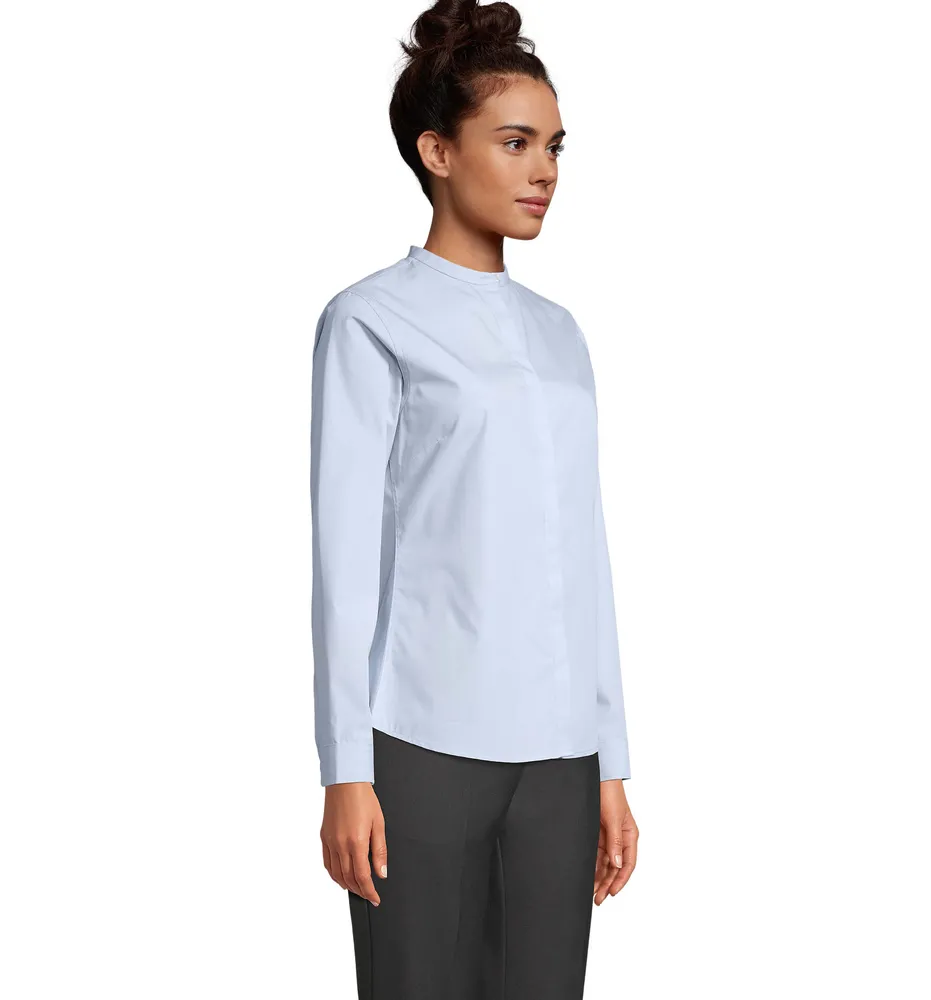 Bart Women Mao Collar Shirt – Soft blue