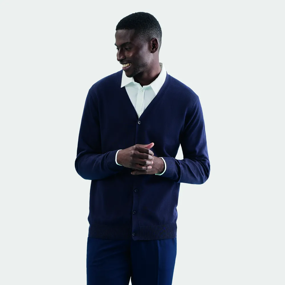 Golden Men V-Neck Cardigan – Marine