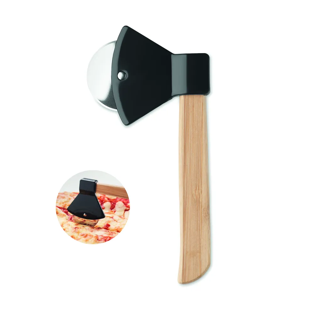 Zaza · Pizzasnijder bamboe handvat – Zwart