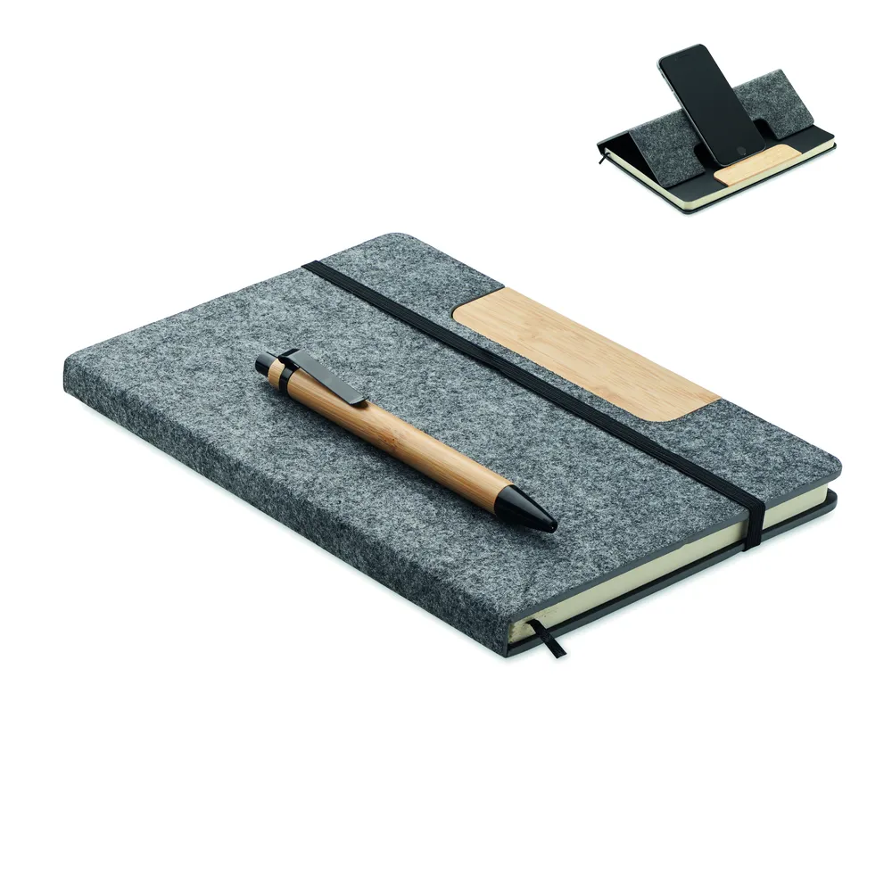 Notemix · Set notitieblok telefoonhouder – Steengrijs