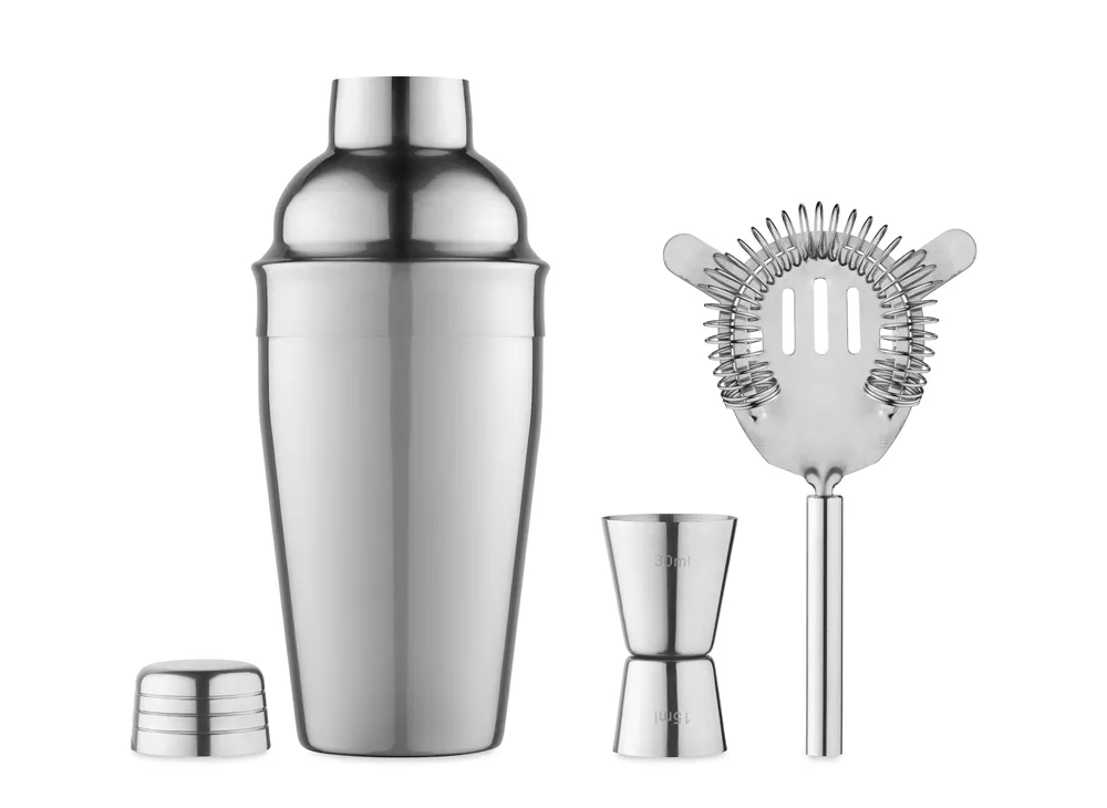 Fizz · Chroomkleurige cocktailset – Glanzend zilver