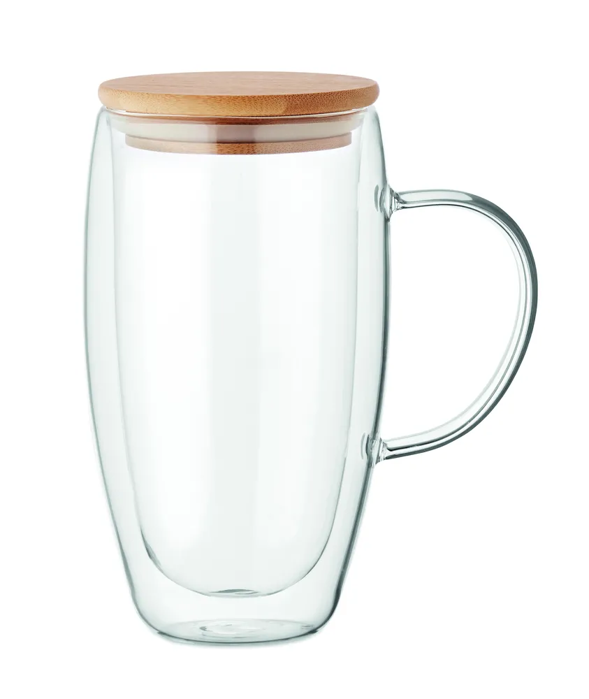 Terol · Dubbelwandige glazen mok 450ml – Transparant
