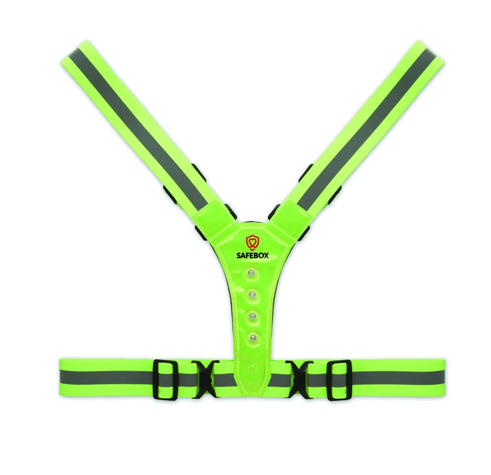 Roundvisible · Reflecterende riem met LED – Neon groen