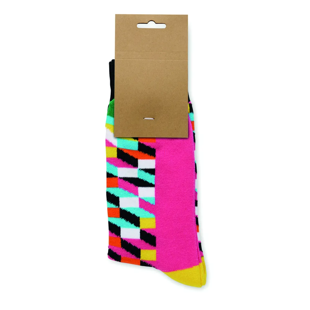 Funny L · Sokken met een grappig patroon – Fuchsia