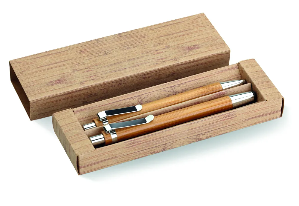 Bambooset · Bamboe pen en potloodset – Hout