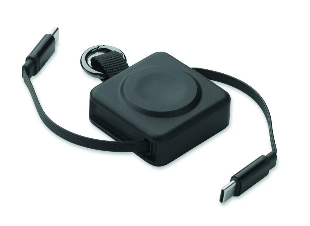 Skilful · Intrekbare 100W USB-C-kabel – Zwart