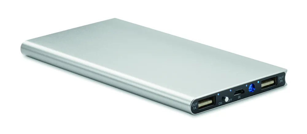 Solar Powerflat · PowerBank 8000 mAh – Mat zilver