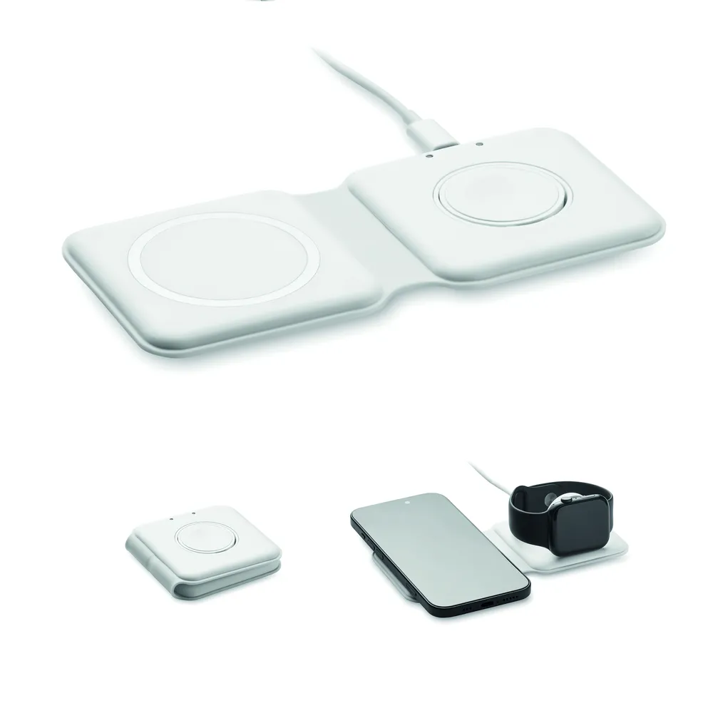 Flip · 2-in-1 opvouwbare lader 15W – Wit