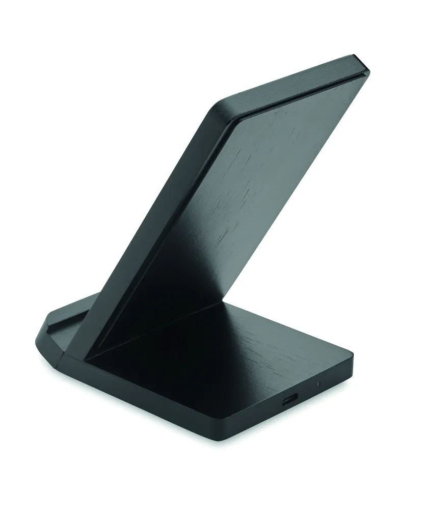 Wirestand · Draadloze bamboe oplaadstation – Zwart