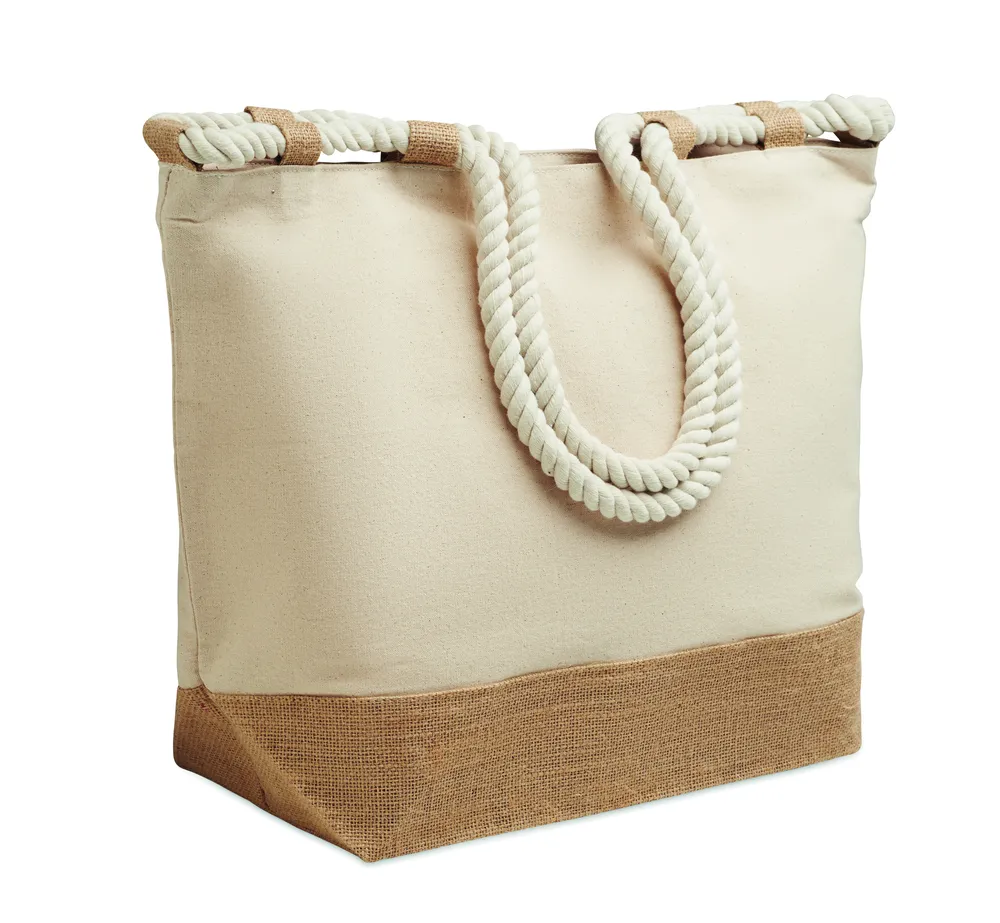 Makenke · Strandtas canvas/jute – Beige