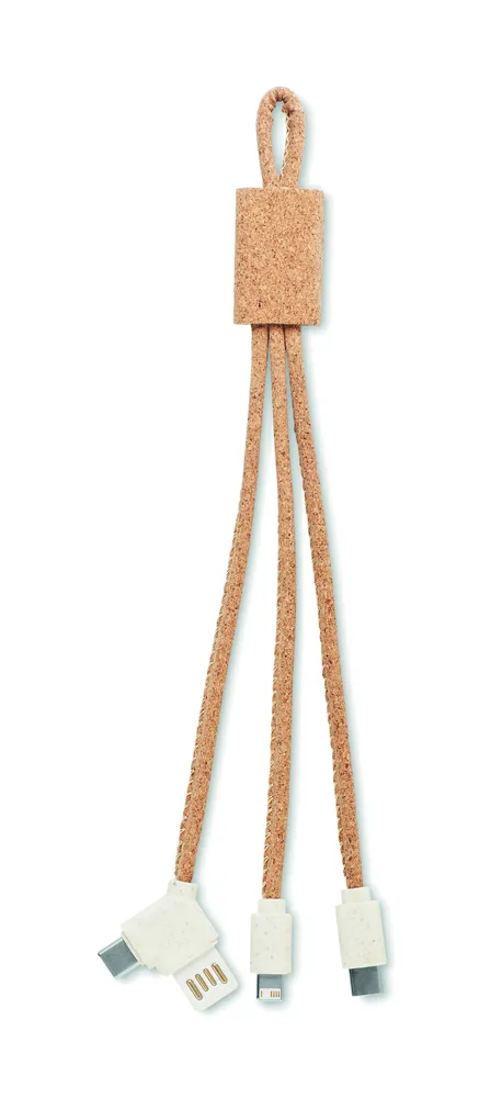 Cabie · Kurken 3 in 1 oplaadkabel – Beige