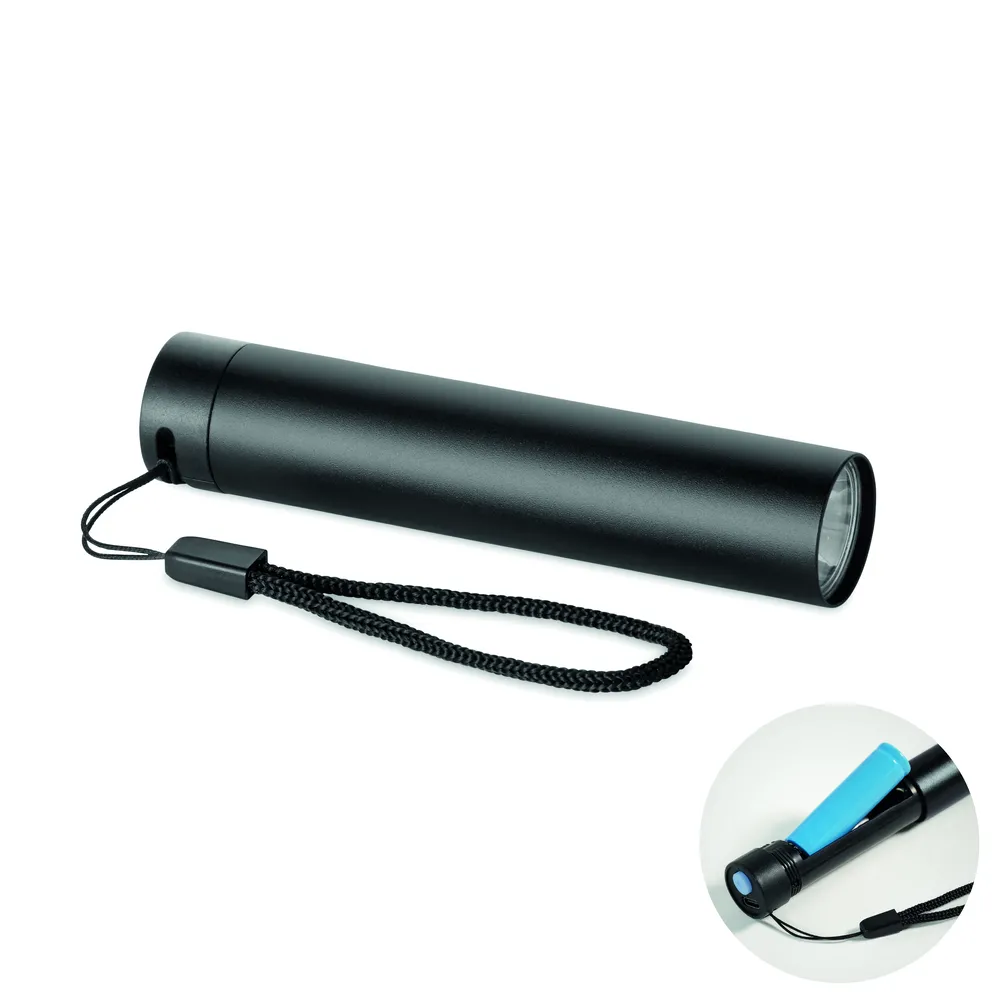 Lume · Gerecyclede aluminium zaklamp – Zwart