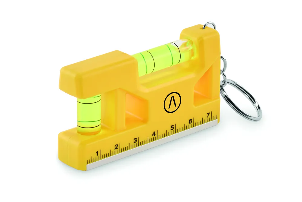 Magevel · Magnetische waterpas ABS sleutelha – Geel