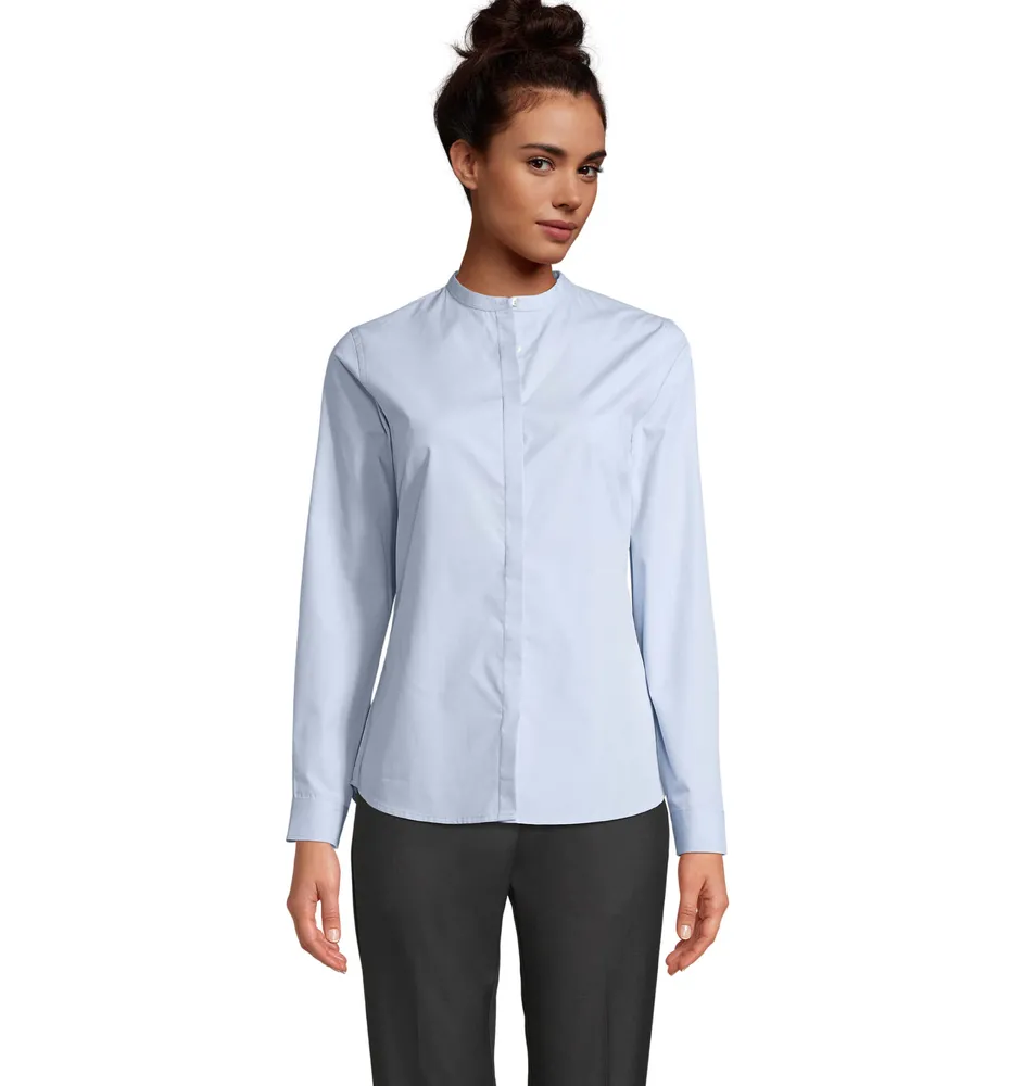 Bart Women Mao Collar Shirt – Soft blue