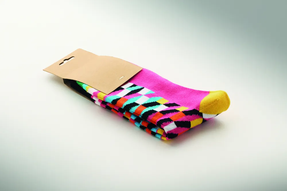 Funny L · Sokken met een grappig patroon – Fuchsia