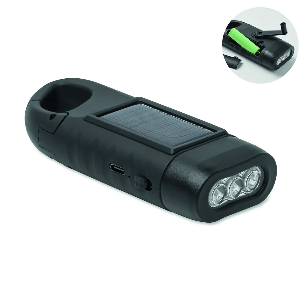 Cranch · Zonnezaklamp met dynamo – Zwart