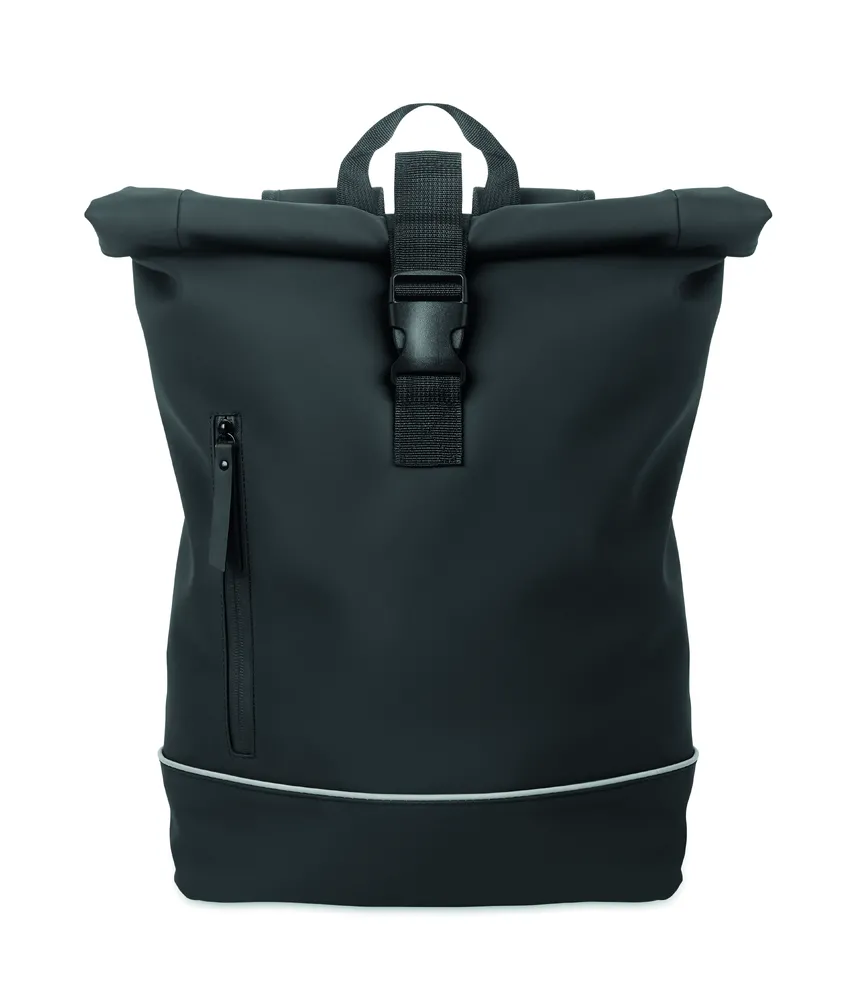 Laptosa · Laptop 15" rolltop PU rugzak – Zwart