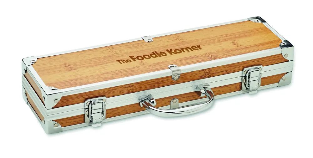 Tooldera · Roestvrij stalen barbecue geree – Hout
